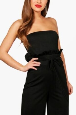 Strapless Jumpsuit Black Boohoo Tailored Bandeau Jumpsuit Boohoo NO