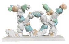 Joy Seashell Tabletop Beach Decor White Blue Natural Boho Shell Coastal Aqua