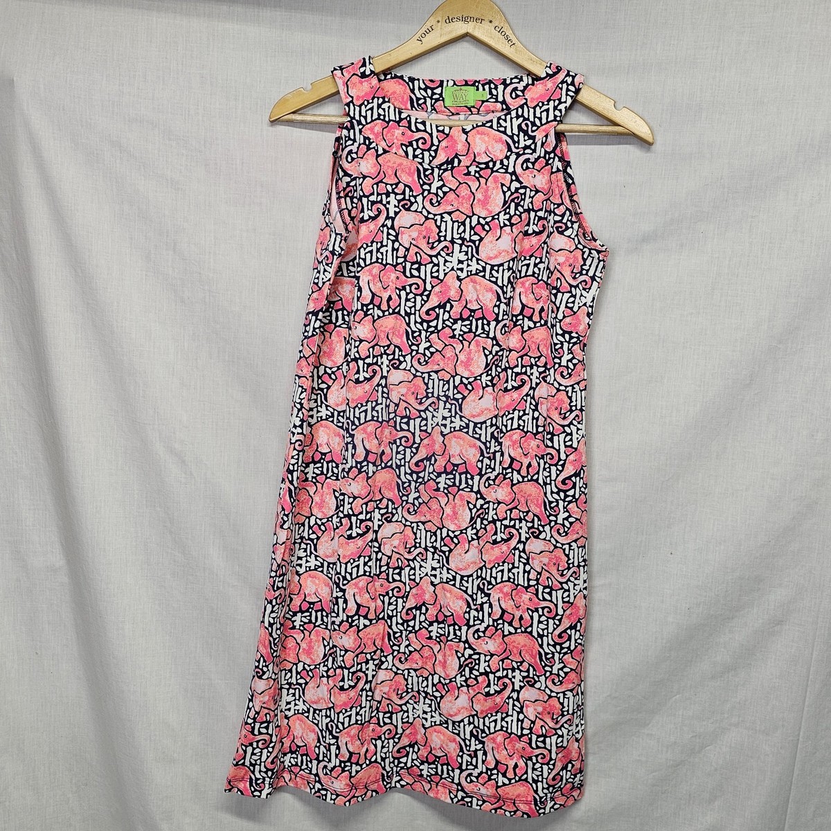 Katherine Way Dress Size S Womens Pink elephant Print Novelty Sleeveless