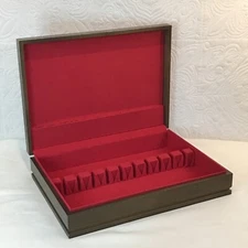 Vintage Wood Silverware Flatware Storage Chest Box