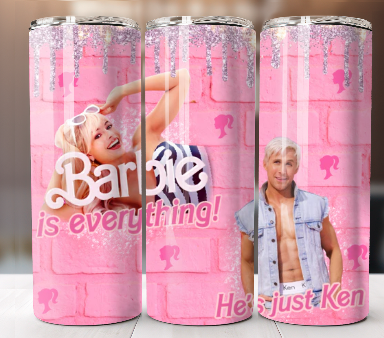 Barbie And Ken Tumbler 20oz Travel Mug Stainless Steel Cup Straw