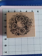 Rubber Wood Mount Stamp PSX Thanksgiving Fall Wreath Leaf acorn Sunflower raffia