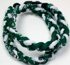 Pick Your Number Green White 3 Rope Titanium Sport Baseball Necklace