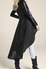 Venus Leather And Lace Asymmetrical Black Zip Jacket Size 12