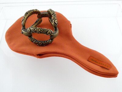 Stephen Dweck Bronze Three Link Chunky Floral Bracelet 7 Inches with Dust Bag