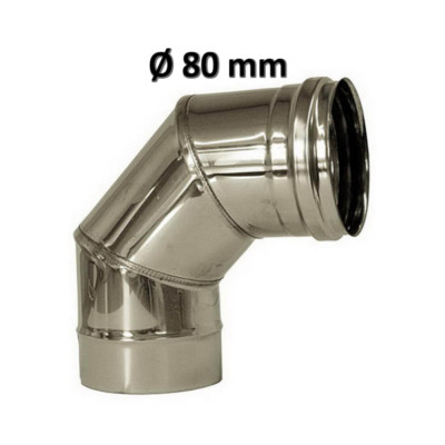 90° Kurve Ø 80 mm Edelstahl für Schornstein einwandig