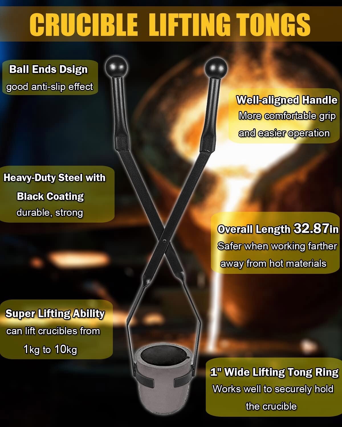 Crucible Tongs Graphite Crucible Lifting and Melting Metal Pouring