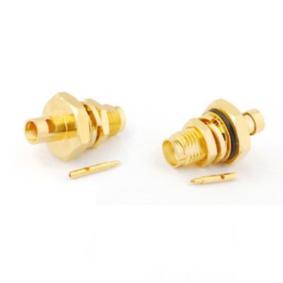 2-Pack RP-SMA Female Sealed Bulkhead Connector for 0.141'' RG402 Semi Rigid Cable