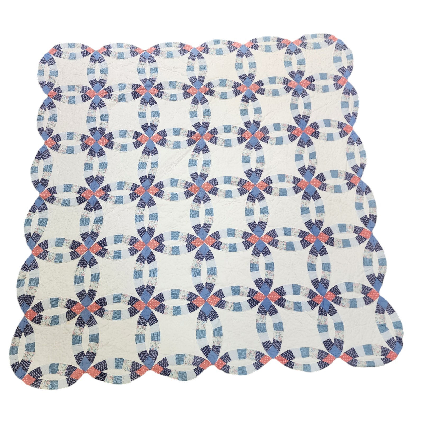 Vintage Arch Quilts Elmsford NY Wedding Ring 78x76 Hand Stitched