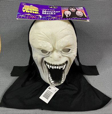 VTG 90s Kmart Pumpkin Time Glow In Dark Skull Monster Halloween Mask New NWT NOS