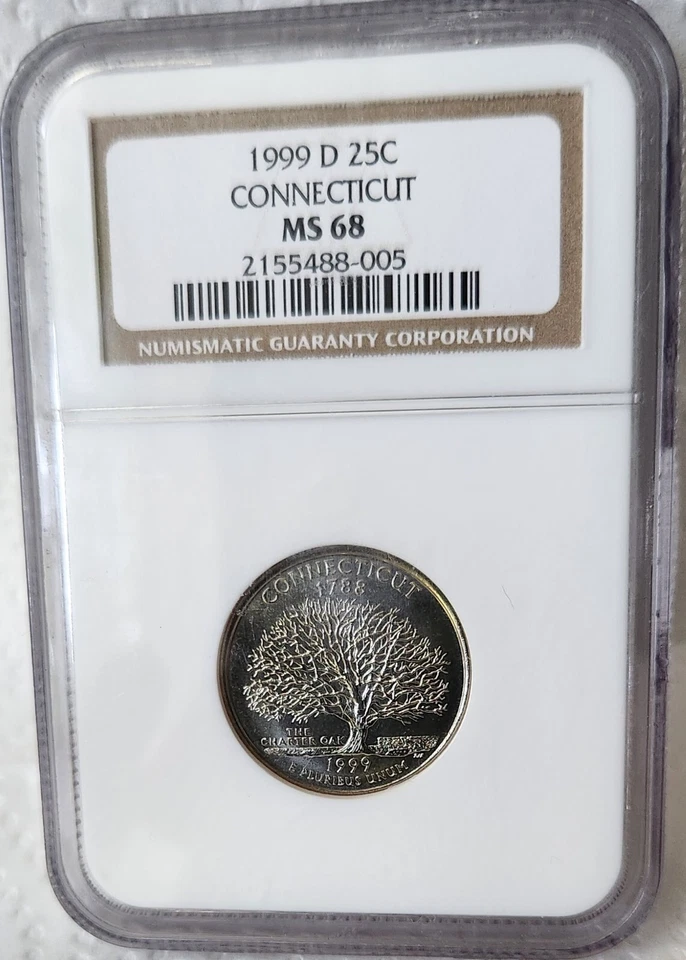 RARE 1999-D Connecticut State Quarter Graded NGC MS 68 Business Strike - Image 4 of 4