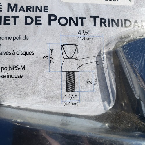 Ambassador Marine Grifo Trinidad Cubierta Grifo Barco 133-0211-CP Cromo 1/2" NPS-M - Imagen 4 de 10