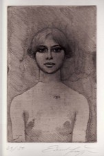 Ernst Fuchs, Mädchen aus Diwan XVI, Radierung, 1974, numeriert, handsigniert