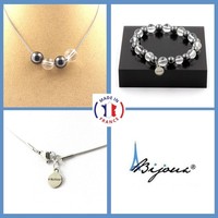 A Bijoux Parure: Bracelet Collier Mit 4 Perlen Quartz + HéMat