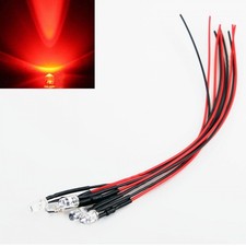 10x Red Led Light Single Bulb Pre-wired Light 5-12vdc 5mm Bright Round Top Clear 10x Red Led Light Single Bulb Pre-wired Light 5-12vdc 5mm Bright Round Top Clear