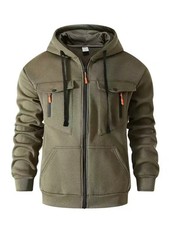 2025 European size autumn and winter men's hoodie with multiple pockets, casual