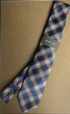 NEW Michael Kors Men's Sikora Neck Tie Navy Blue Plaid Silk Blend MSRP 69.50
