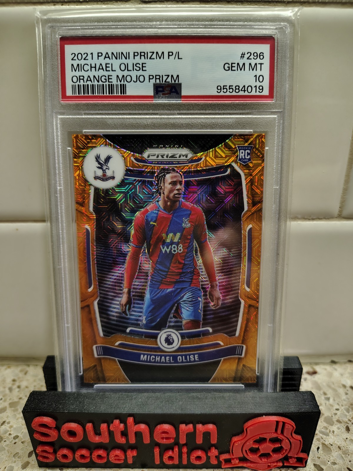 2021-22 PANINI PRIZM EPL ORANGE MOJO PRIZM MICHAEL OLISE PSA 10 RC 🇨🇵⚽