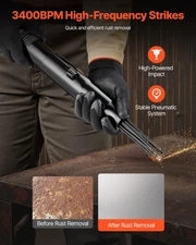 Air Needle Scaler, 3400BPM Pneumatic Scaler for Rust Paint Removal - with 3-Spee