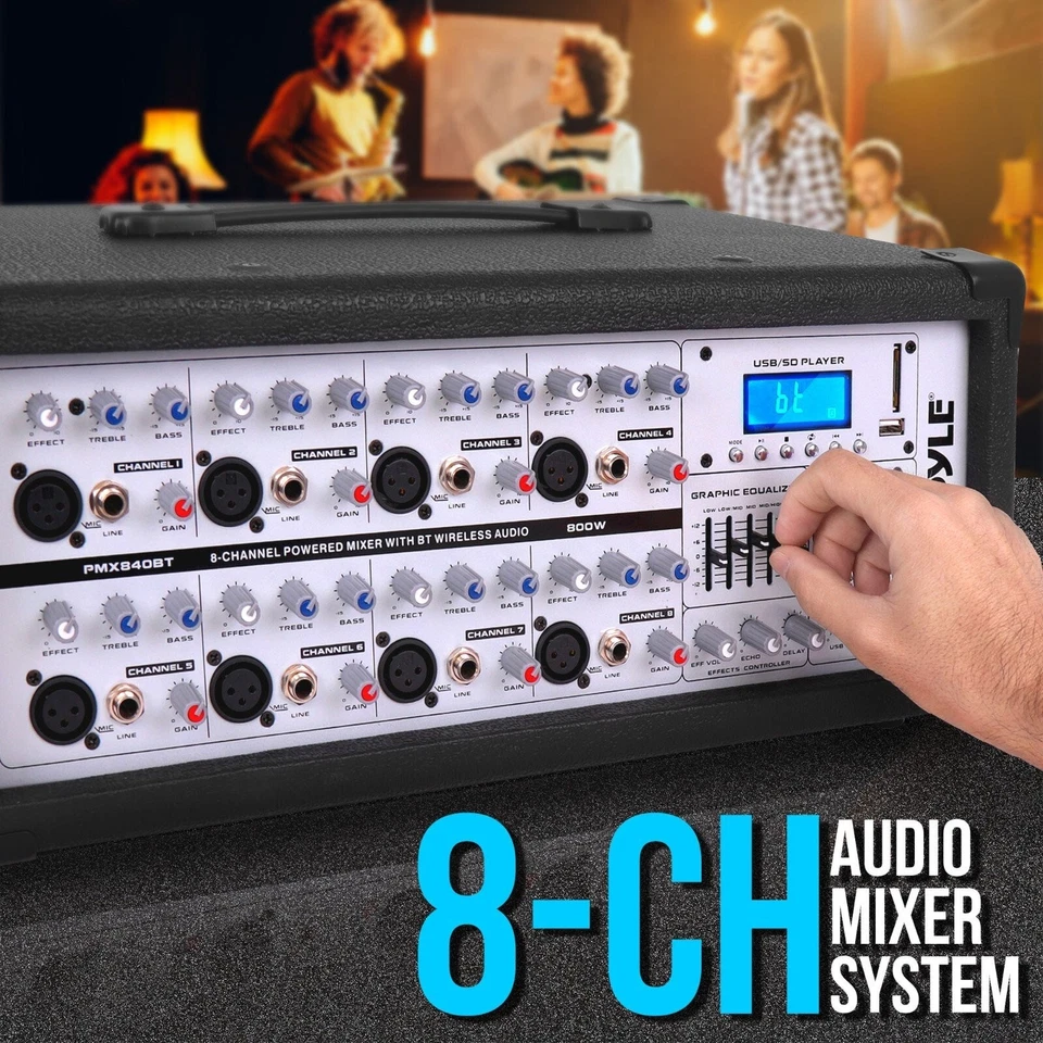 Pyle 8-Channel Bluetooth Audio PA Mixer [Multi-Source Audio Control] 800 Watt - Image 3 of 4