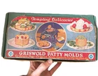 Griswold Set No 2 Deep Pattern Cast Iron Patty Molds 1930s Vintage, Original Box