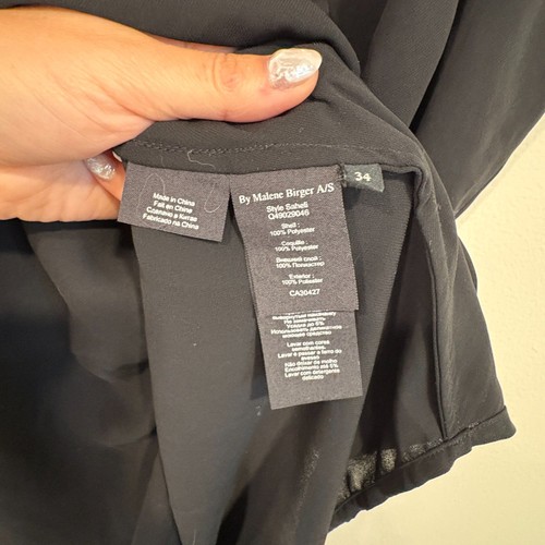 by Malene Birger asymmetrische Mesh Overlay Bluse schwarz Gr. 34 XS - Bild 8 von 9