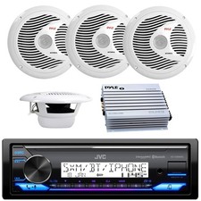 JVC KD-X38MBS 1DIN Receiver w/ 4X 6.5'' 150W Marine Speakers  4-Ch 400W Amp
