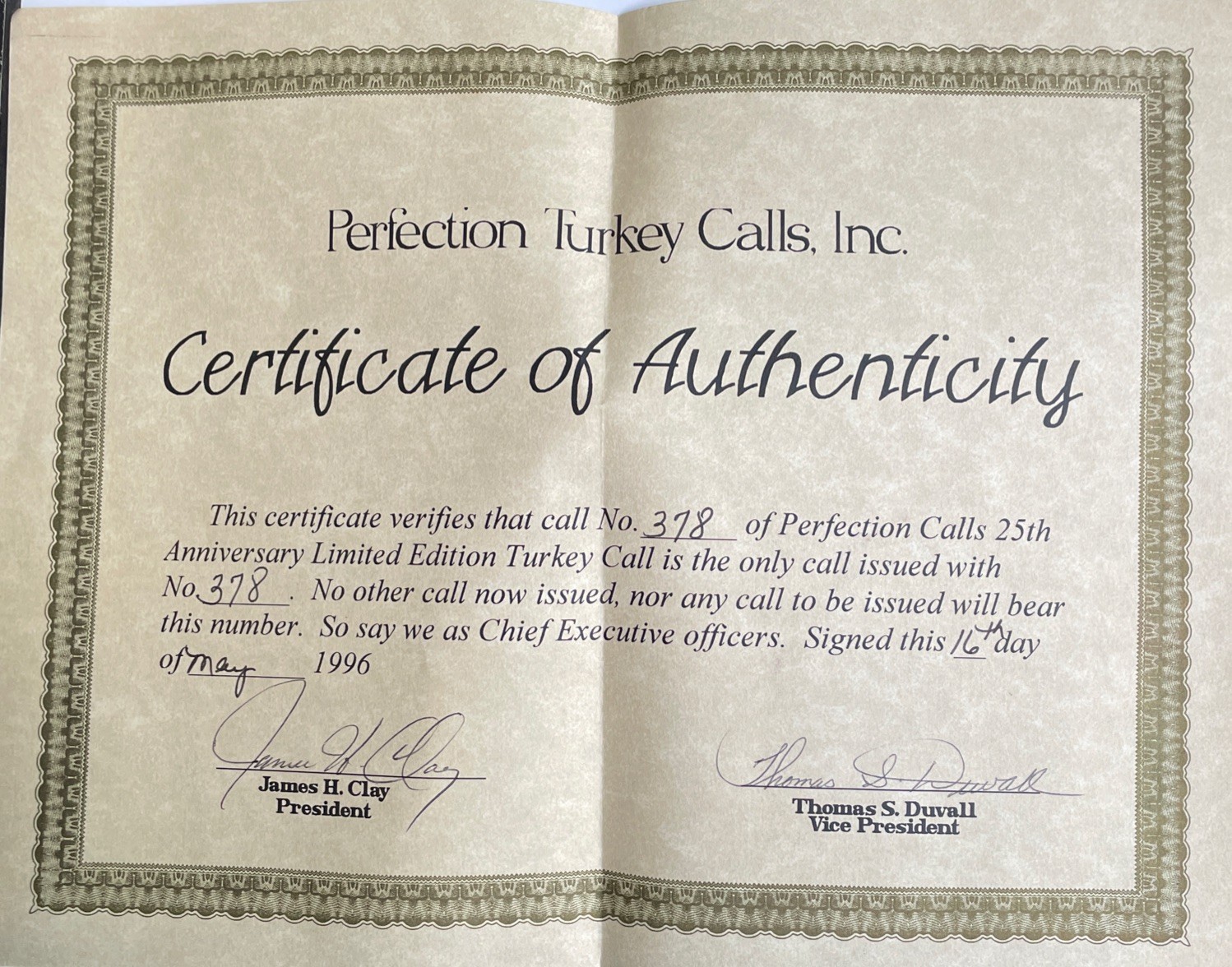 PERFECTION Turkey Call in case 25th Anniversary #378/1000