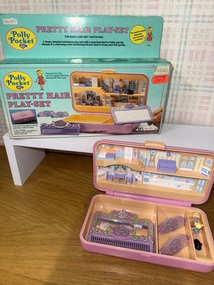 Vintage Polly Pocket Pretty Hair Play Set Bluebird 1990 100% KOMPLETT SEHR GUTER ZUSTAND SELTEN B