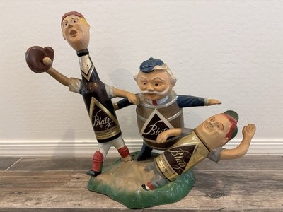 Vintage Blatz Beer 1950's Baseball Advertising Sliding Into Home