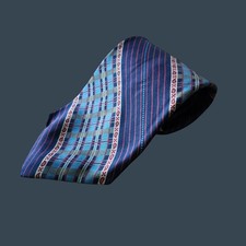 Men's Pedigree Vintage Silk Tie Plaid  Striped Pattern 57.5" Multicolor
