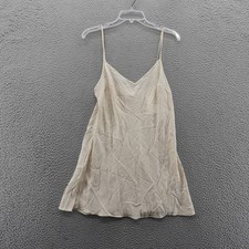 Free People Ivory Slip Dress Mini V Neck Spaghetti Straps Sheer Medium NEW