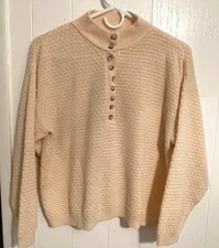 Cropped waffle texture Beige/Cream Sweater Top Size Medium
