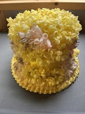 Vintage Ladies' Pillbox Hat Yellow Flowers Mid-Century 50's In Box Belks