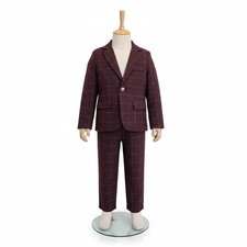 Boys Burgundy Plaid 2-Piece Slim Fit Formal Suit Set - Size 9 boys M 