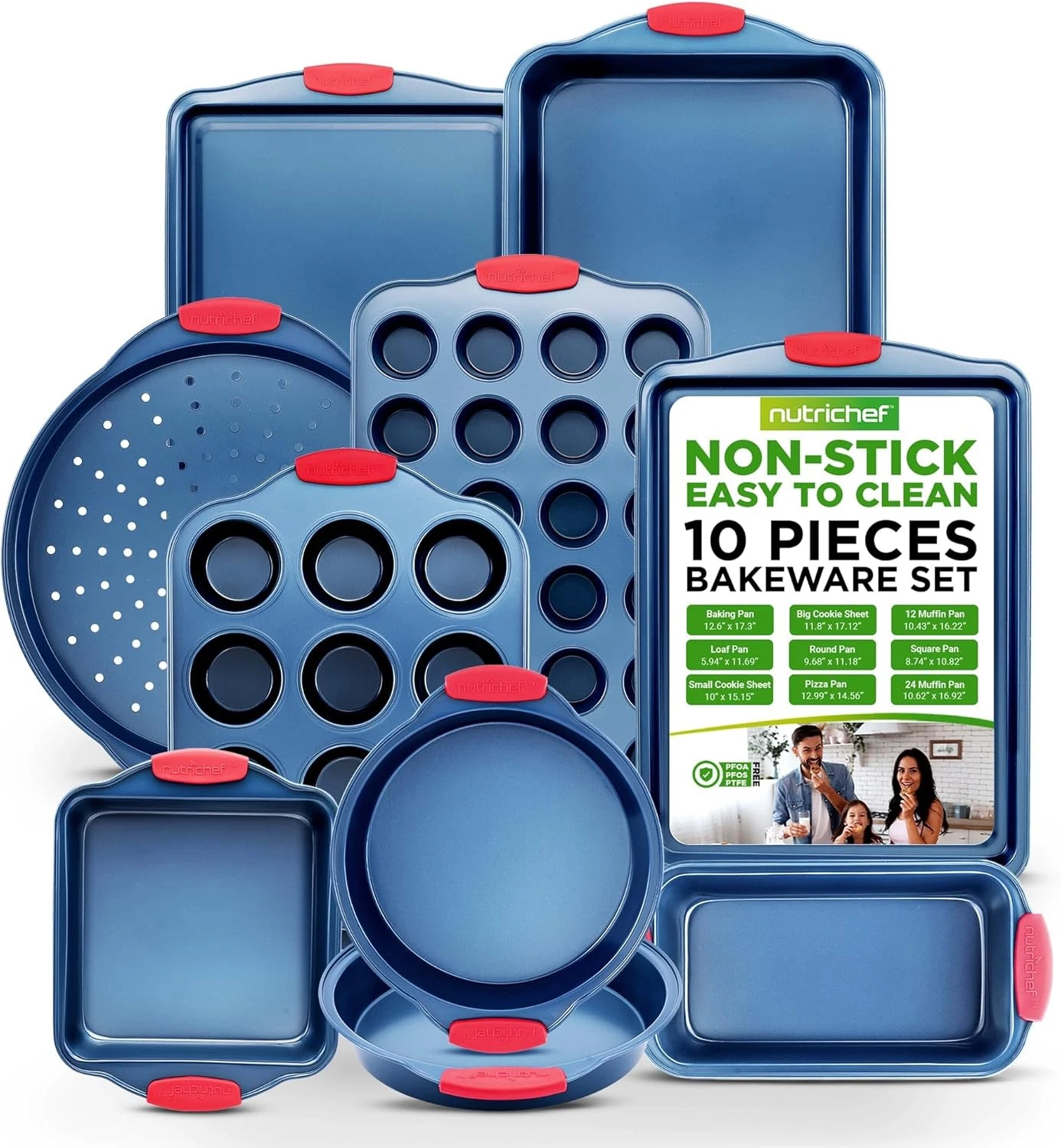 10-Piece Nonstick Bakeware Set Premium Carbon Steel Baking Pans w/Silicone