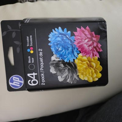 HP 64 Black/Tri-Color Ink Cartridges 2-Pack - EXP. 02/2028 - NEW IN BOX!