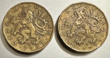 TWO (2) 1997 and 1999 Czech Republic 20 Korun Coins ✨26mm diameter 8.43g 🔑Horse