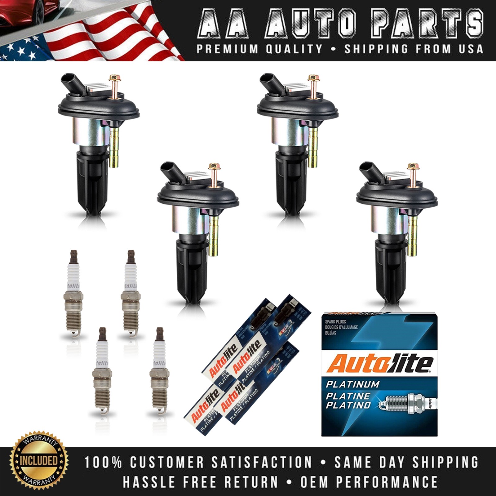 4 Ignition Coil  4 Autolite Platinum Spark Plug for 2005 Chevy Colorado 2.8L l4