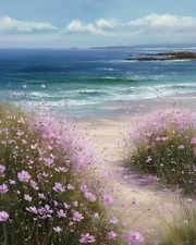 Paint by Numbers Kit for Adults Beginner, Beach Wildflower Adult Paint by Number