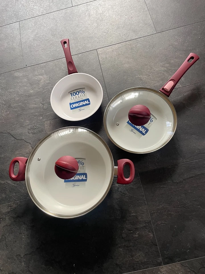 Genius Cerafit Fusion Pfannen Set rot 7 Teile Keramik-Beschichtung + Zugabe - Bild 2 von 4