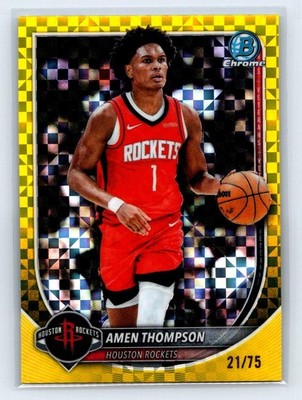 2025-26 Bowman Chrome Amen Thompson #BCV-134 Yellow X-Fractor /75 Rockets