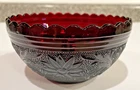 Anchor Hocking Sandwich Depression Glass Royal Ruby Red 5" Scalloped Rim Bowl