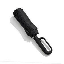 Windproof Umbrella, Compact Reverse Folding with Carabiner Handle, UV Black