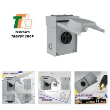 50 Amp 125/250V RV Power Outlet Box, Enclosed Lockable Weatherproof, NEMA 14-...