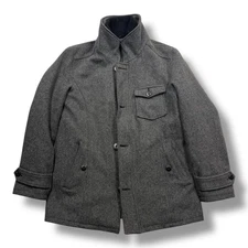 Vintage Schott Military Style Wool Pea Coat Jacket Mens Size L  Large  Gray