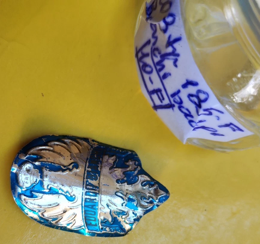 INSIGNIA CABEZA RARA VINTAGE EDOARDO BIANCHI HOJA ALUMINIO FRGGIO BICI VINTAGE Foto 2 de 4