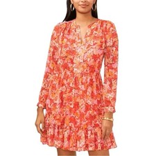 Vince Camuto Womens Floral V-Neck Long Sleeve Dress NWOT Size Small