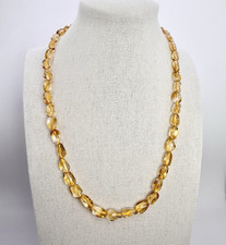 Genuine Vintage Mandarin Citrine Choker Gemstone Honey Necklace 835 Silver 925