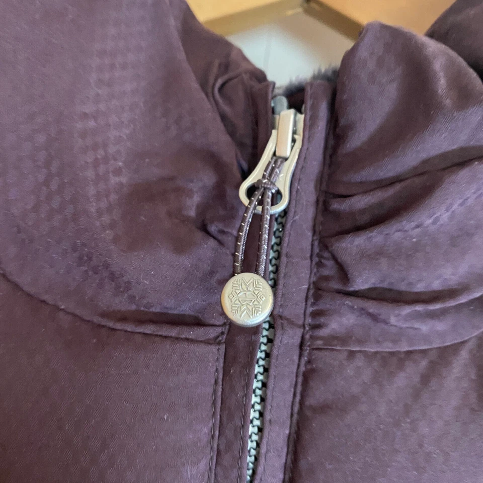 Eddie Bauer Womens Sz 3X Plus Down Parka Purple Plum Removable Hood Fur Inside - Image 4 of 4